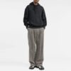 Off-White Men’ s FW21 Solid Color Logo Intarsia Hooded Pullover Wool Sweater Version Gray