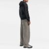 Off-White Men’ s FW21 Solid Color Logo Intarsia Hooded Pullover Wool Sweater Version Gray