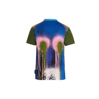 Off-White Men’ s FW21 Spray Painting Round Neck Short Sleeve Blue T-Shirt Off-White Men’ s FW21 Spray Painting Round Neck Short Sleeve Blue T-Shirt