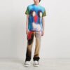 Off-White Men’ s FW21 Spray Painting Round Neck Short Sleeve Blue T-Shirt