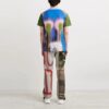 Off-White Men’ s FW21 Spray Painting Round Neck Short Sleeve Blue T-Shirt