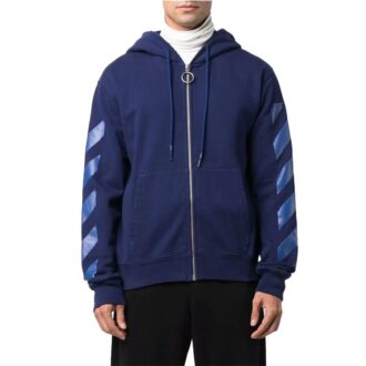Off-White Men’ s FW21 Stripe Zipper Ordinary Version Blue Off-White Men’ s FW21 Stripe Zipper Ordinary Version Blue