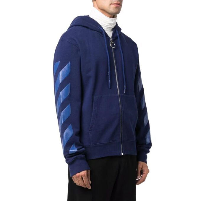 Off-White Men’ s FW21 Stripe Zipper Ordinary Version Blue