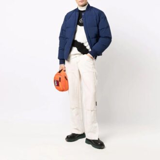 Off-White Men’ s FW21 Tie Dye Pattern Colorblock Knit Round Neck Pullover Wool Sweater Loose Fit White Off-White Men’ s FW21 Tie Dye Pattern Colorblock Knit Round Neck Pullover Wool Sweater Loose Fit White