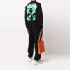 Off-White Men’ s FW21 Tornado Arrow Logo Printing Pullover Round Neck Loose Fit Black
