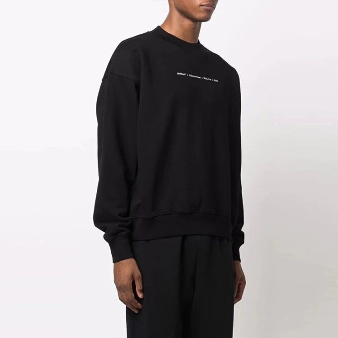 Off-White Men’ s FW21 Tornado Arrow Logo Printing Pullover Round Neck Loose Fit Black