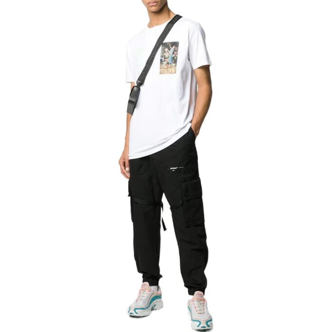 Off-White Men’ s FW22 Alphabet Character Printing Round Neck Short Sleeve White T-Shirt