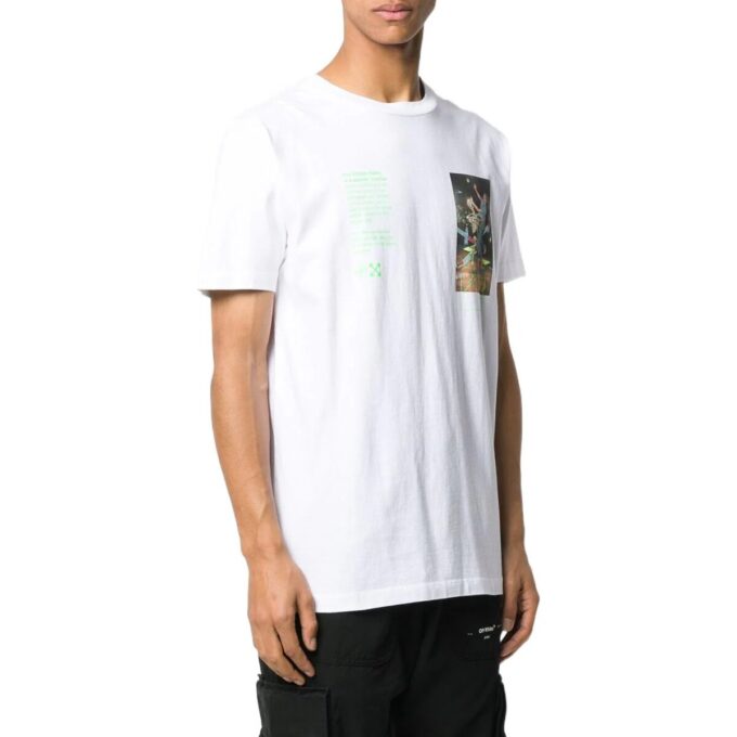 Off-White Men’ s FW22 Alphabet Character Printing Round Neck Short Sleeve White T-Shirt