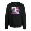 Off-White Men’ s FW22 Alphabet Logo Pattern Printing Round Neck Pullover Long Sleeves Black