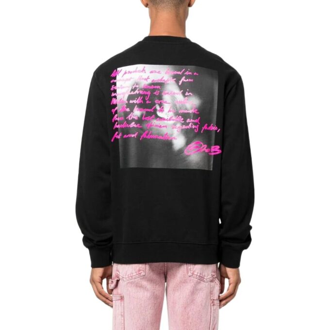 Off-White Men’ s FW22 Alphabet Logo Pattern Printing Round Neck Pullover Long Sleeves Black