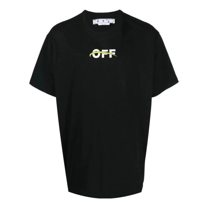 Off-White Men’ s FW22 Alphabet Logo Pattern Printing Round Neck Short Sleeve Loose Fit Black T-Shirt