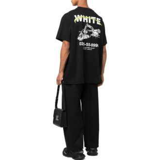 Off-White Men’ s FW22 Alphabet Logo Pattern Printing Round Neck Short Sleeve Loose Fit Black T-Shirt Off-White Men’ s FW22 Alphabet Logo Pattern Printing Round Neck Short Sleeve Loose Fit Black T-Shirt