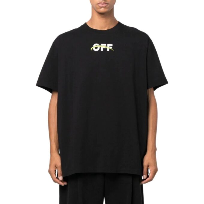 Off-White Men’ s FW22 Alphabet Logo Pattern Printing Round Neck Short Sleeve Loose Fit Black T-Shirt