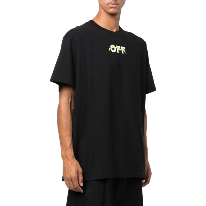 Off-White Men’ s FW22 Alphabet Logo Pattern Printing Round Neck Short Sleeve Loose Fit Black T-Shirt