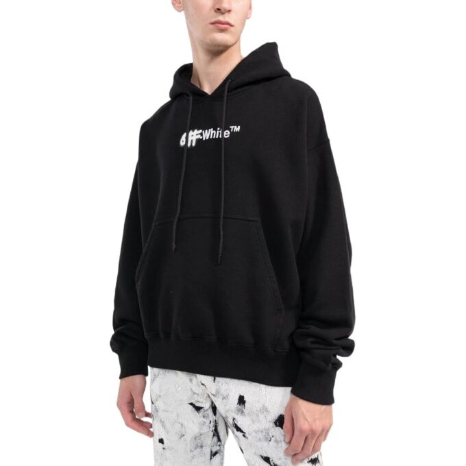 Off-White Men’ s FW22 Alphabet Logo Printing Hooded Long Sleeves Loose Fit Black