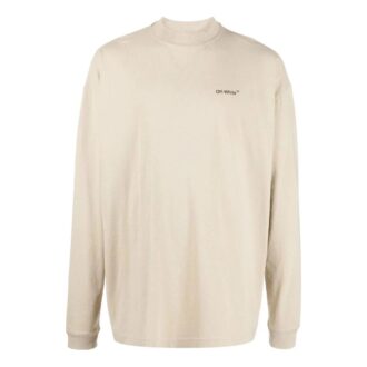 Off-White Men’ s FW22 Alphabet Logo Printing Round Neck Long Sleeves Loose Fit Creamy White T-Shirt Off-White Men’ s FW22 Alphabet Logo Printing Round Neck Long Sleeves Loose Fit Creamy White T-Shirt