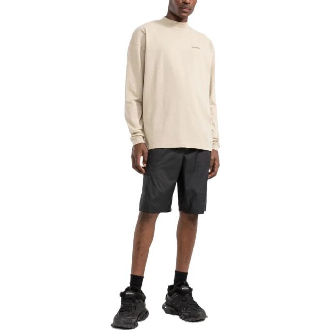 Off-White Men’ s FW22 Alphabet Logo Printing Round Neck Long Sleeves Loose Fit Creamy White T-Shirt