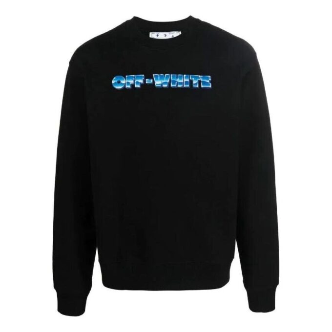 Off-White Men’ s FW22 Alphabet Logo Printing Round Neck Long Sleeves Version Black