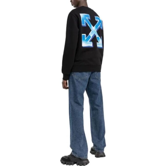 Off-White Men’ s FW22 Alphabet Logo Printing Round Neck Long Sleeves Version Black