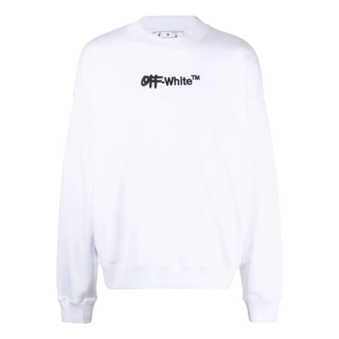 Off-White Men’ s FW22 Alphabet Printing Pullover Round Neck Long Sleeves Version White