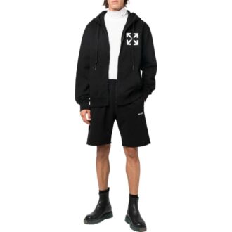 Off-White Men’ s FW22 Arrow Logo Printing Hooded Jacket Version Black