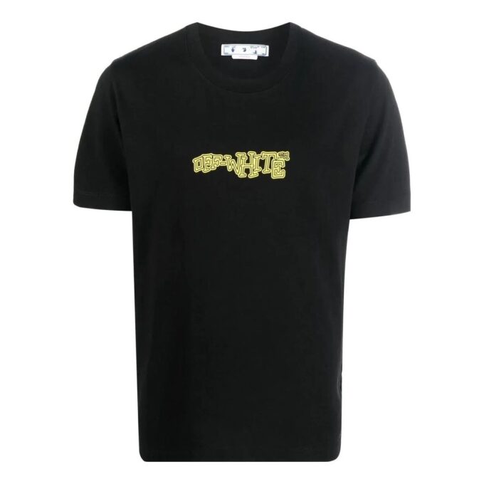 Off-White Men’ s FW22 Arrow Logo Printing Round Neck Short Sleeve Fitted Fit Black T-Shirt
