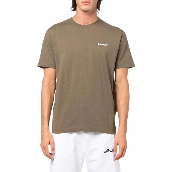 Off-White Men’ s FW22 Arrow Pattern Printing Round Neck Short Sleeve Green T-Shirt