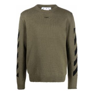 Off-White Men’ s FW22 Arrow Printing Cozy Round Neck Wool Sweater Military Green Off-White Men’ s FW22 Arrow Printing Cozy Round Neck Wool Sweater Military Green