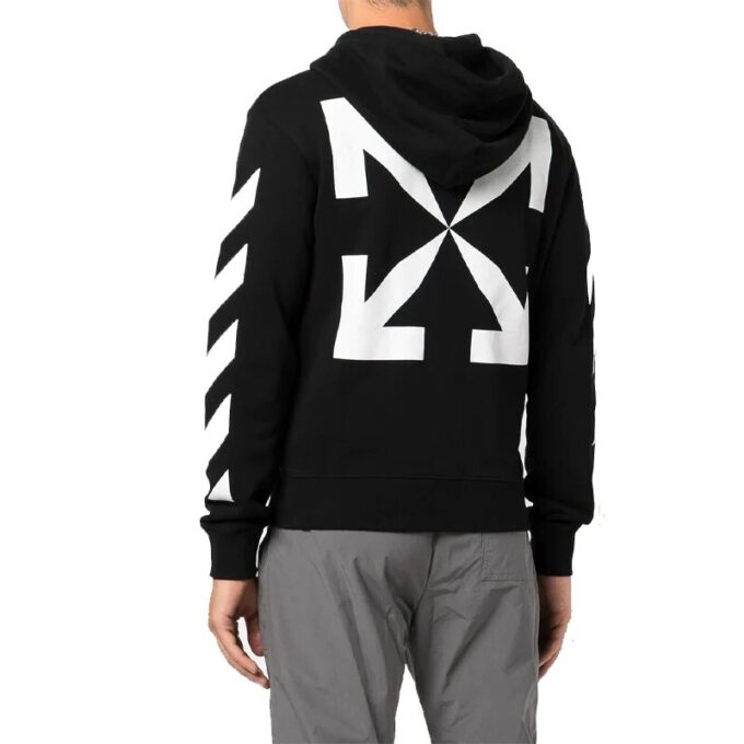 Off-White Men’ s FW22 Back Arrow Pattern Printing Hooded Long Sleeves Ordinary Version Black