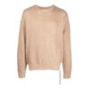 Off-White Men’ s FW22 Back Arrow Printing Round Neck Long Sleeves Pullover Wool Sweater Version Brown