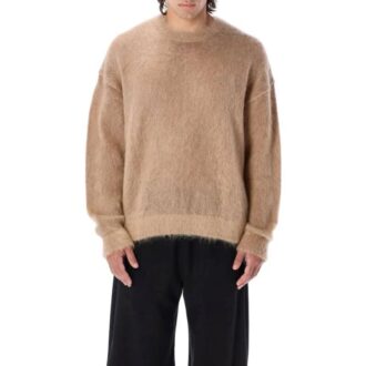Off-White Men’ s FW22 Back Arrow Printing Round Neck Long Sleeves Pullover Wool Sweater Version Brown Off-White Men’ s FW22 Back Arrow Printing Round Neck Long Sleeves Pullover Wool Sweater Version Brown