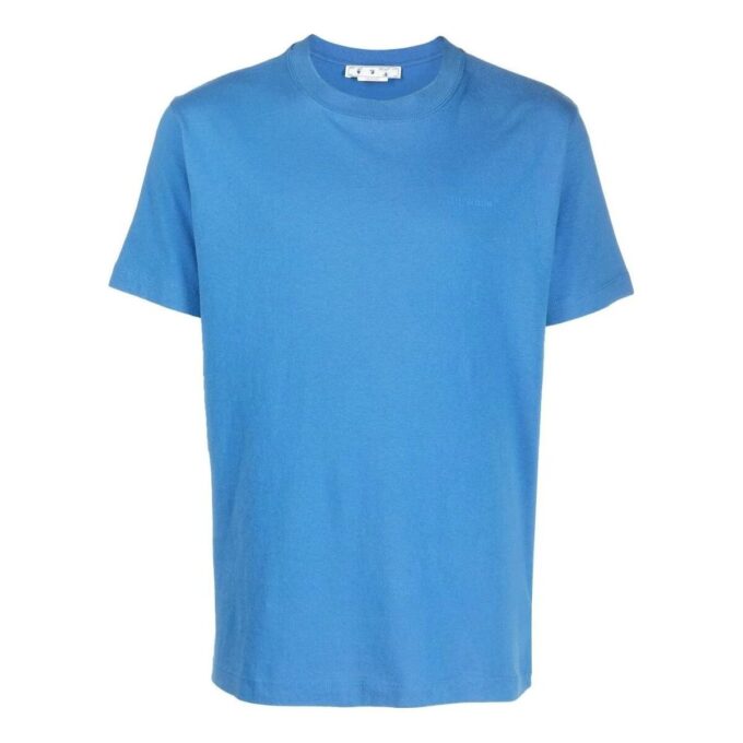 Off-White Men’ s FW22 Back Large Logo Printing Round Neck Short Sleeve Blue T-Shirt