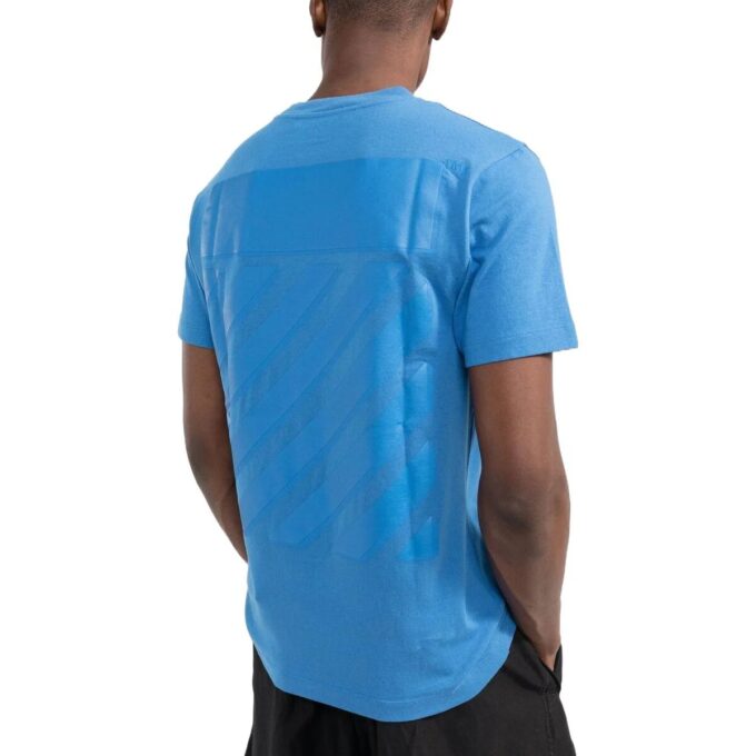 Off-White Men’ s FW22 Back Large Logo Printing Round Neck Short Sleeve Blue T-Shirt