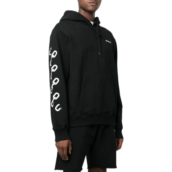 Off-White Men’ s FW22 Back Pattern Printing Hooded Long Sleeves Ordinary Version Black