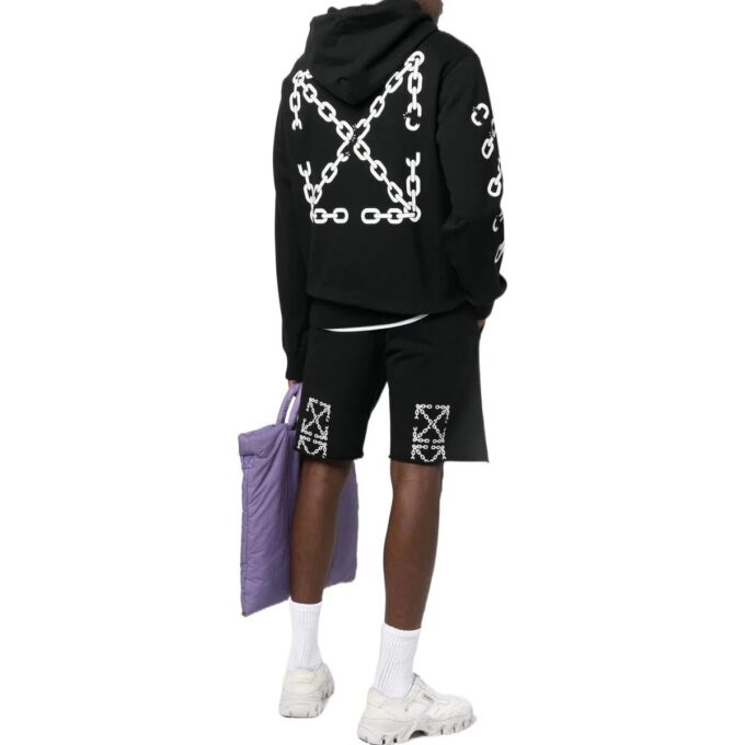 Off-White Men’ s FW22 Back Pattern Printing Hooded Long Sleeves Ordinary Version Black