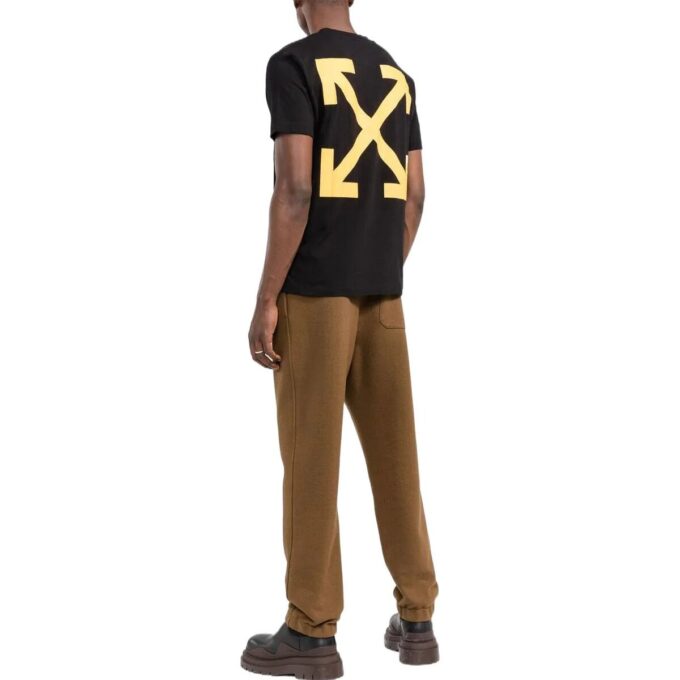 Off-White Men’ s FW22 Caravaggio Arrow Character Printing Casual Short Sleeve Black T-Shirt
