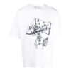 Off-White Men’ s FW22 Cartoon Printing Round Neck Short Sleeve Loose Fit White T-Shirt
