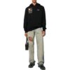 Off-White Men’ s FW22 Character Printing Hooded Long Sleeves Loose Fit Black