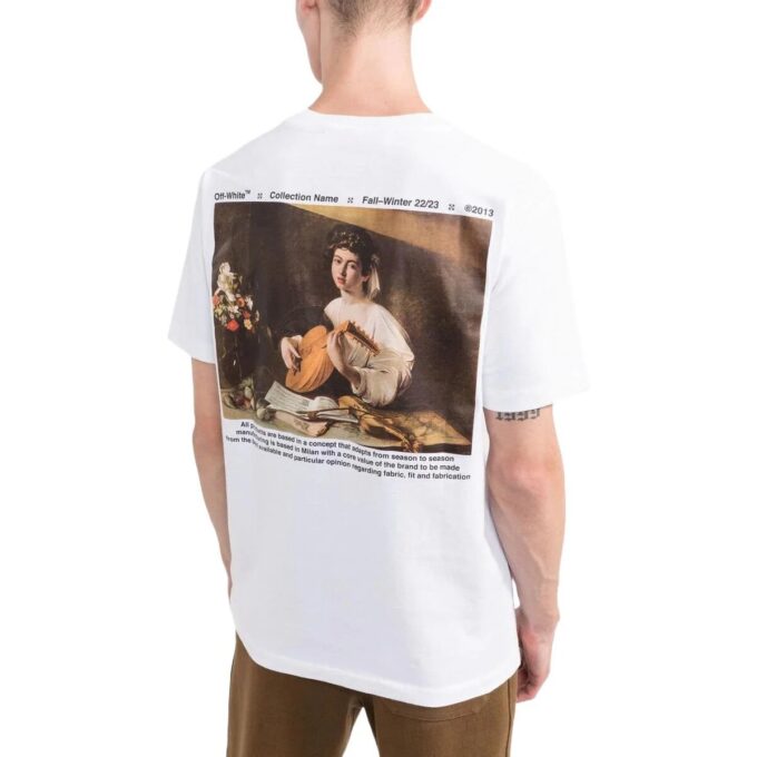 Off-White Men’ s FW22 Character Printing Round Neck Short Sleeve Ordinary Version White T-Shirt