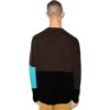 Off-White Men’ s FW22 Colorblock Logo Intarsia Round Neck Long Sleeves Wool Sweater Version Dark Brown