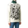 Off-White Men’ s FW22 Flowers Pattern Jacquard Round Neck Pullover Knit Wool Sweater Version White