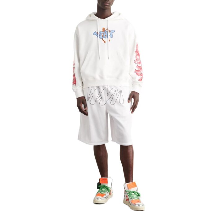 Off-White Men’ s FW22 Graffiti Loose Hooded Long Sleeves White