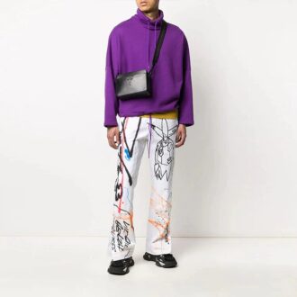 Off-White Men’ s FW22 Graffiti Printing High Waist Straight Casual Pants/Trousers Version White Off-White Men’ s FW22 Graffiti Printing High Waist Straight Casual Pants/Trousers Version White