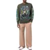 Off-White Men’ s FW22 Intarsia Knit Long Sleeves Wool Sweater Green