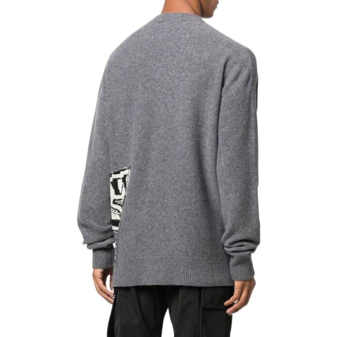 Off-White Men’ s FW22 Knit Long Sleeves Round Neck Wool Sweater Gray