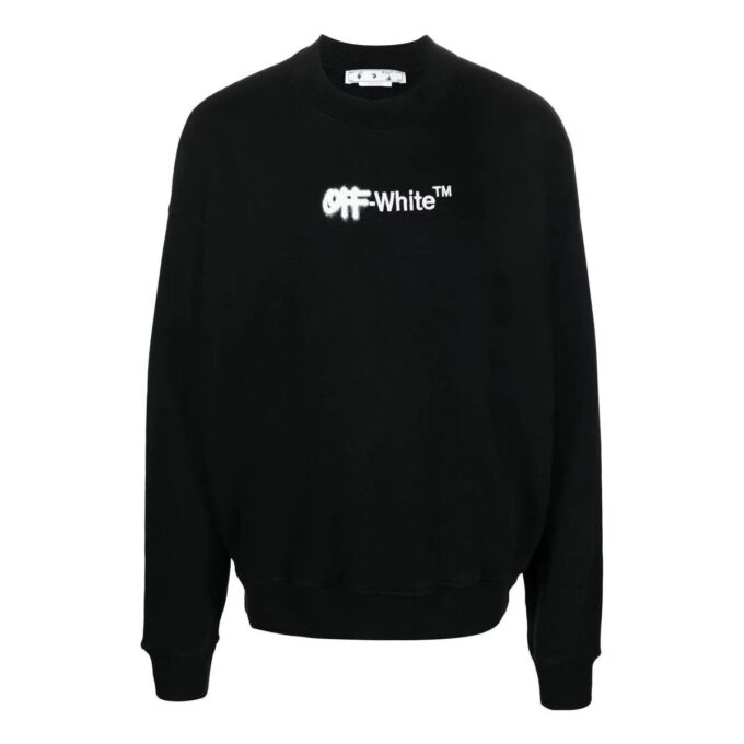 Off-White Men’ s FW22 Logo Embroidered Round Neck Long Sleeves Black