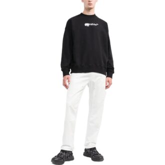 Off-White Men’ s FW22 Logo Embroidered Round Neck Long Sleeves Black Off-White Men’ s FW22 Logo Embroidered Round Neck Long Sleeves Black