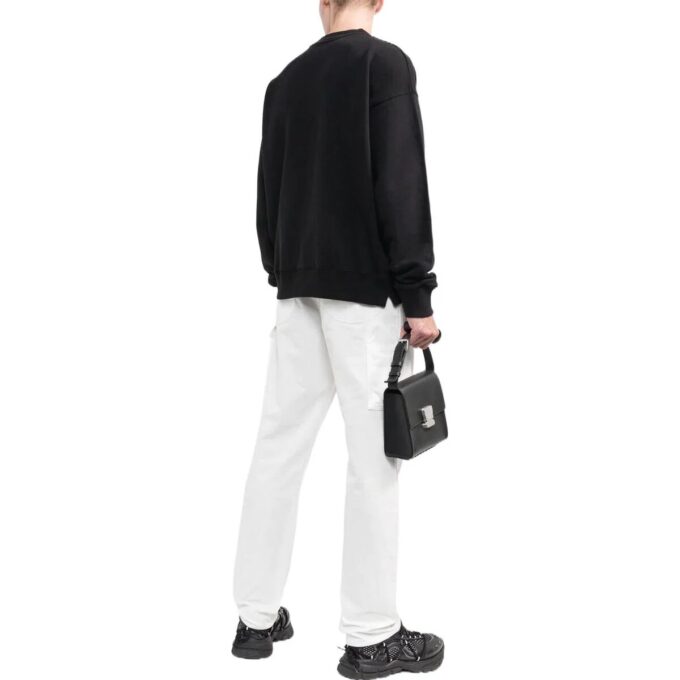 Off-White Men’ s FW22 Logo Embroidered Round Neck Long Sleeves Black