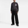 Off-White Men’ s FW22 Logo Intarsia Knit Round Neck Pullover Wool Sweater Loose Fit Black