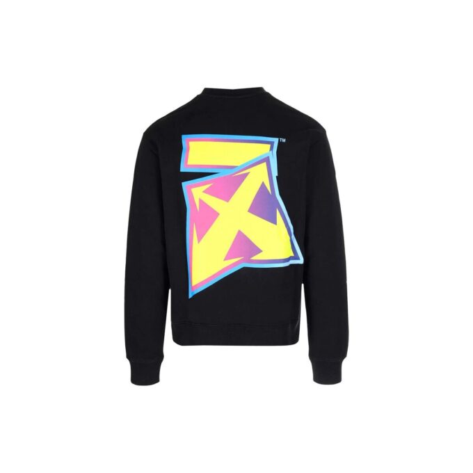 Off-White Men’ s FW22 Logo Printing Round Neck Hoodless Long Sleeves Black